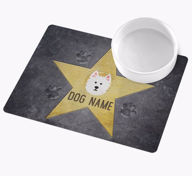 Star of Fame: Personalised {breedFullName} Wipe Clean Feeding Mat